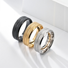 8mm Stainless Steel Single Line Groove Frosted Couple Ring Wholesalers