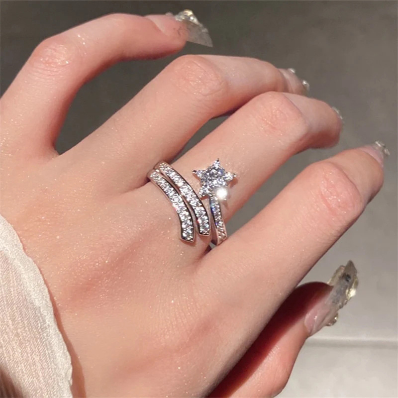 Diamond Double Winding Sun Moon Star Open Ring Wholesaler