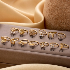 Cobre Con Incrustaciones De Circón Flor Amor Mariposa Nariz Anillo Mayorista