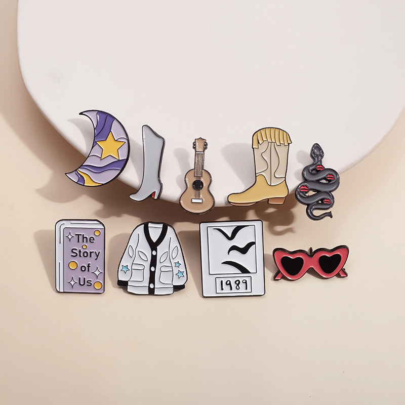 Guitar Glasses Moon Badge