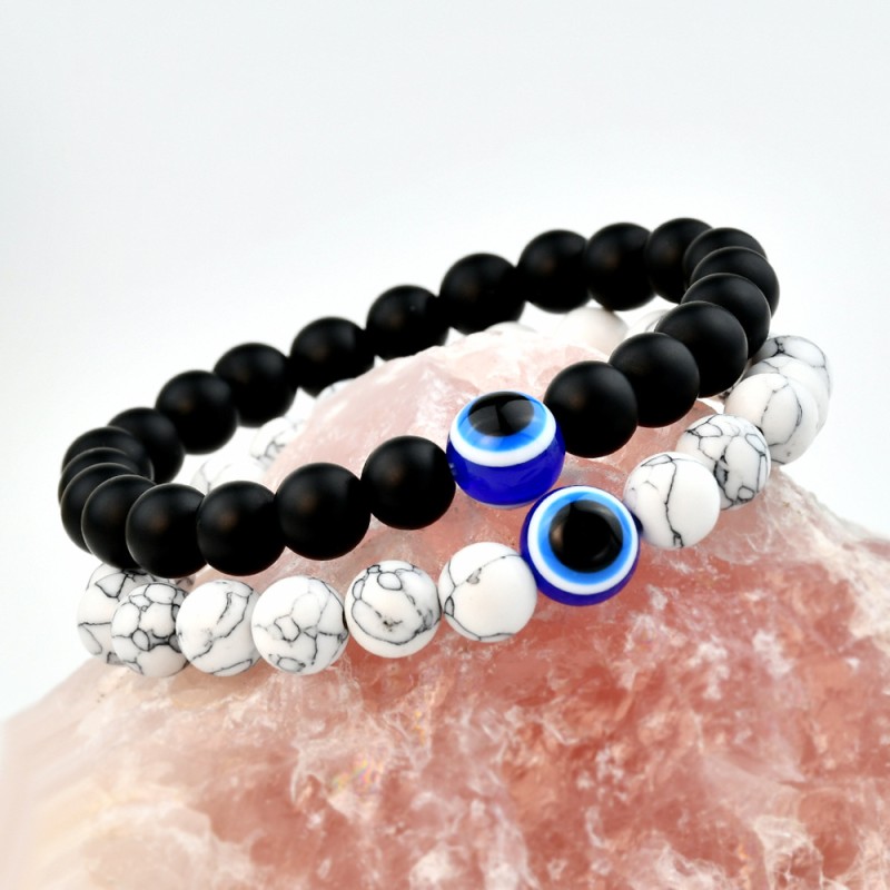 Mayorista De Pulsera Con Cuentas De Ojo De Diablo Blanco Y Negro