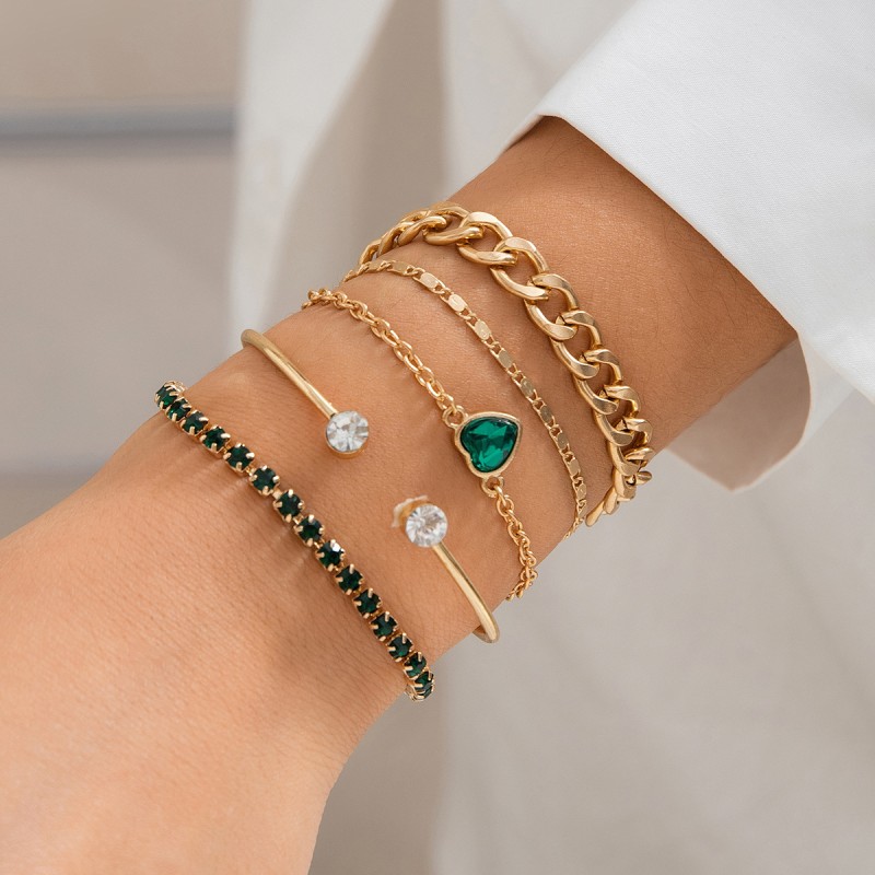Juego De Cadena De Metal De Diamantes Pulsera Mayorista