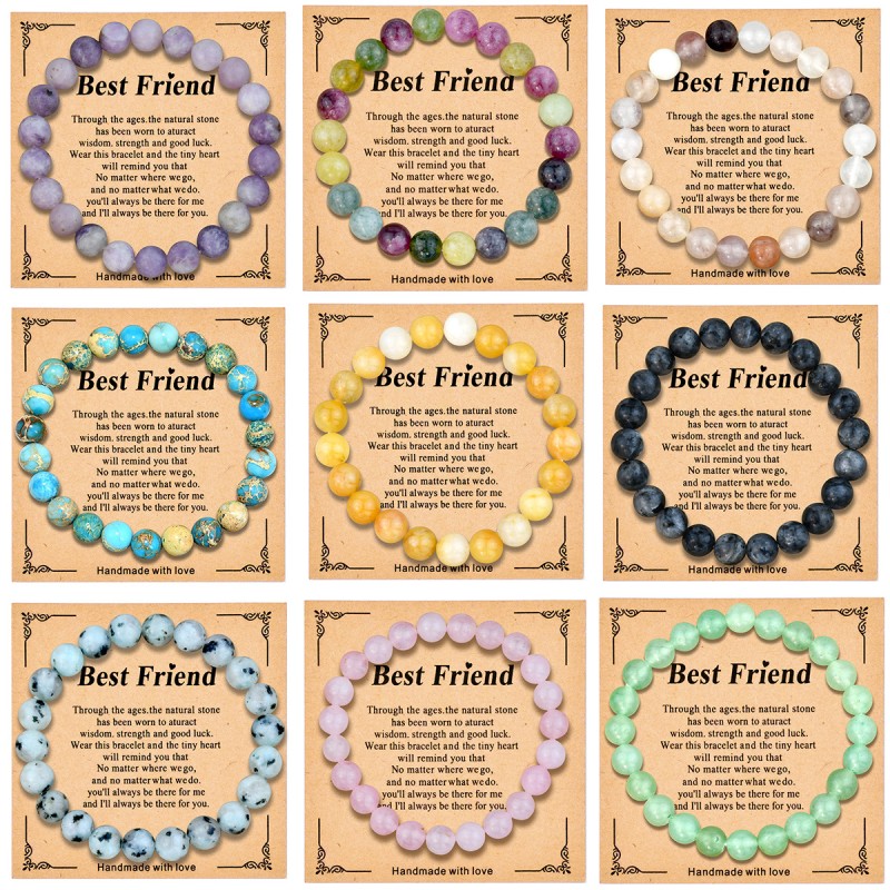 8mm Color Crystal Beaded Bracelet Card Wholesalers