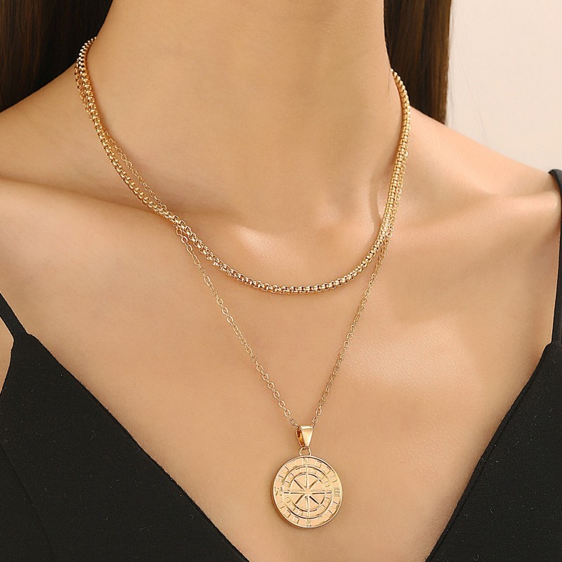 Disc Compass Double Layer Necklace Wholesalers
