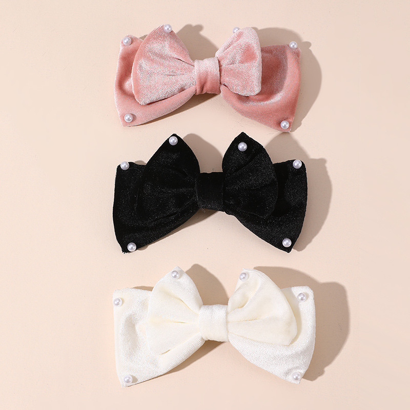 Pearl Velvet Bow Children Hairpin Set Wholesalers