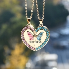 Diamond-encrusted Butterfly Heart Necklace Wholesalers