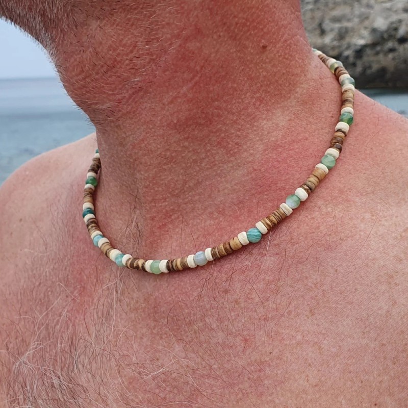 Collar De Hombre Con Cuentas De Madera De Coco Mayorista