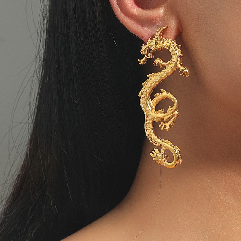 Mayorista De Pendientes De Dragón Dorado Exagerado