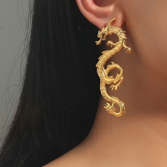 Exaggerated Golden Dragon Earrings Wholesalers