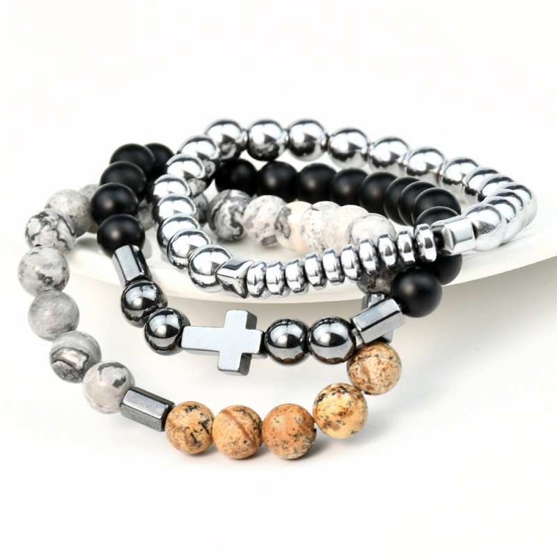 Cross Multilayer Beaded Men's Bracelet Set Wholesalers