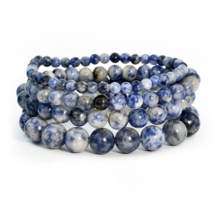 Mayorista De Pulseras De Piedra De Punto Azul De Cuentas Redondas Para Hombres Y Mujeres
