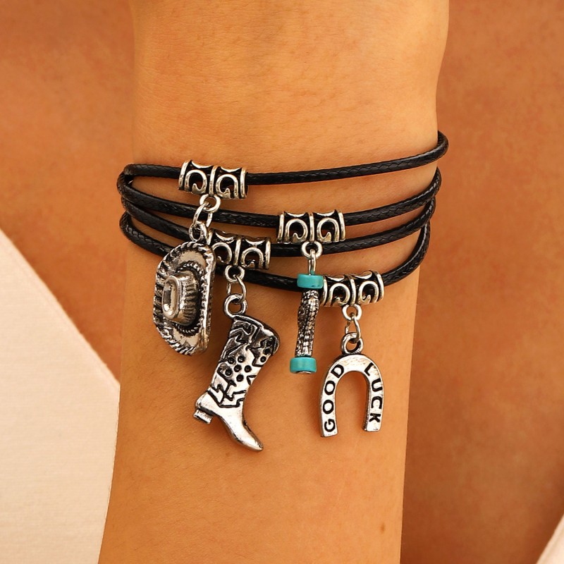 Pulsera De Botas De Cuero Multicapa Mayorista