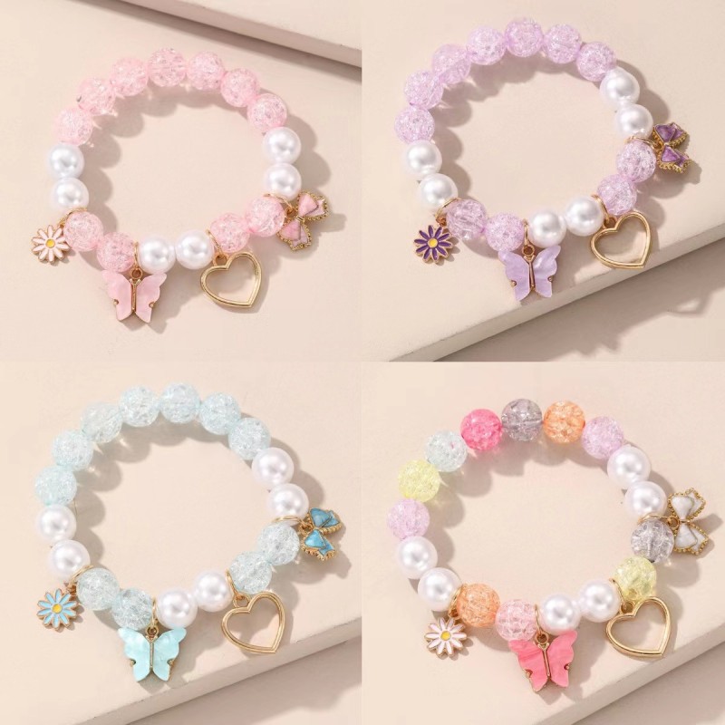 Love Little Flower Butterfly Colgante Con Cuentas Pulsera Para Niños Mayorista