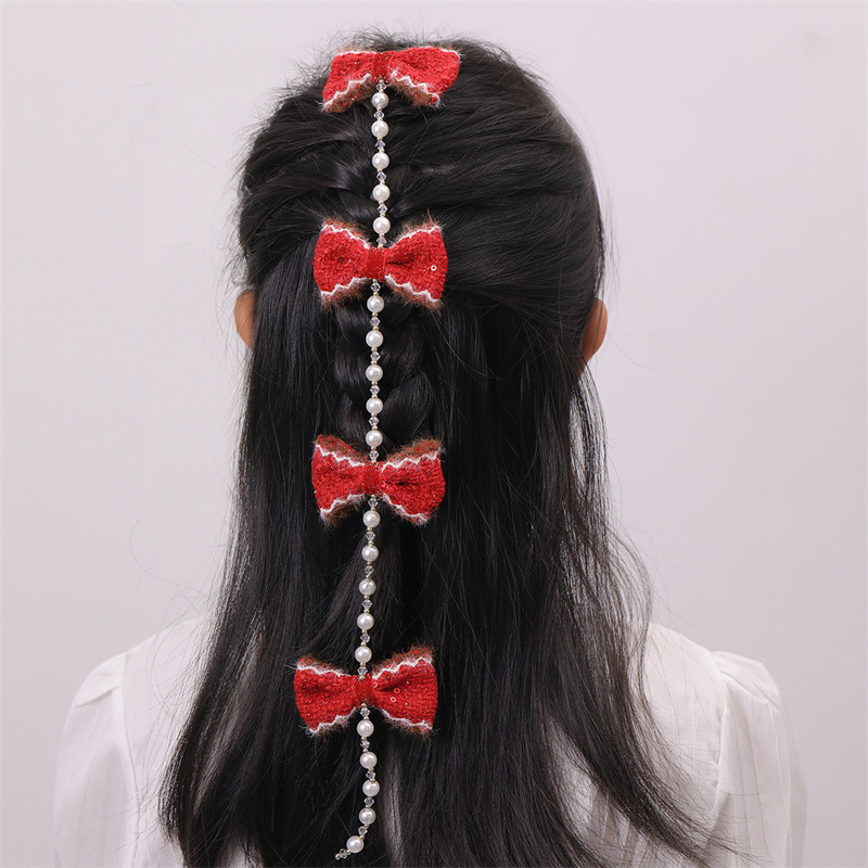 Bow Flower Pearl Tassel Children's Head Hairpin Wholesalers