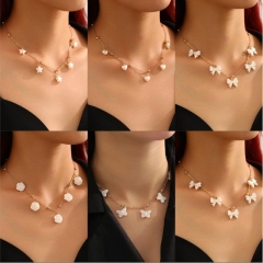 Bowknot Flor Amor Estrella De Cinco Puntas Collar Mayorista