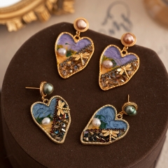 Pendientes De Amor De Pintura Al óleo De Perlas Al Por Mayor