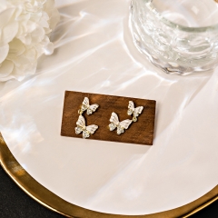 Pendientes De Mariposa De Diamantes De Aguja De Plata Mayorista