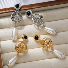 Pendientes De Perlas Huecas Con Gotitas De Diamantes Al Por Mayor