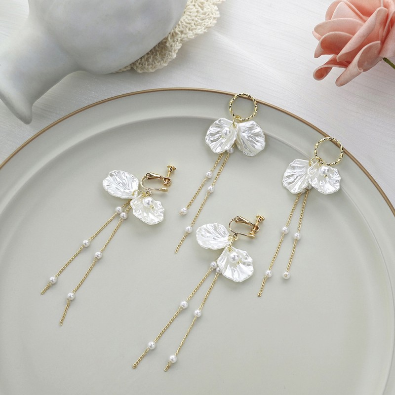 Silver Needle Shell Tassel Pearl Ear Chain Wholesaler