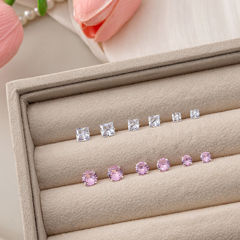 Square Round Zircon Earrings Wholesalers