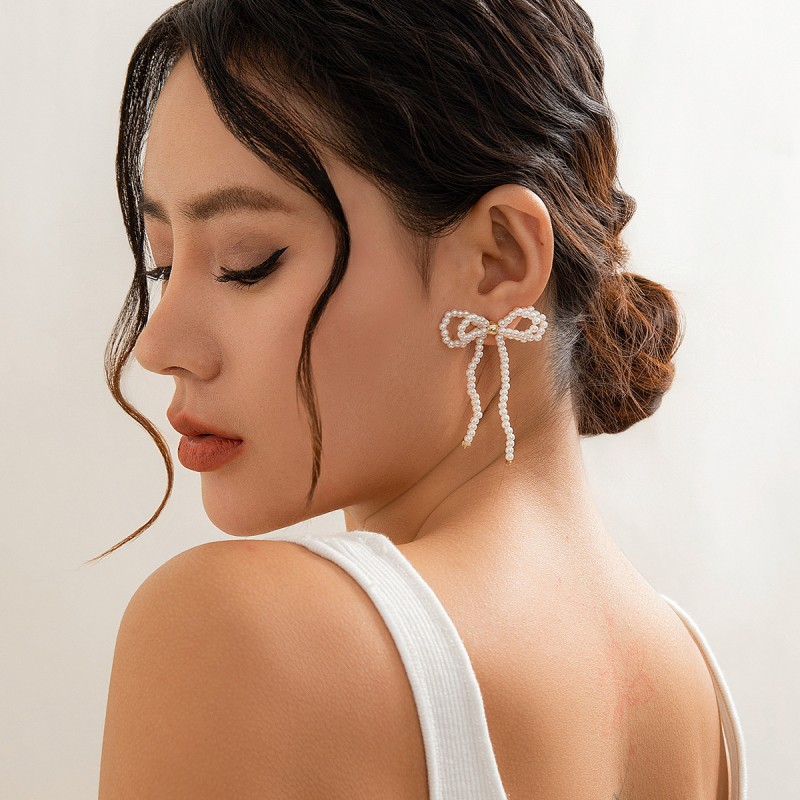 Pearl Bow Earrings Wholesalers