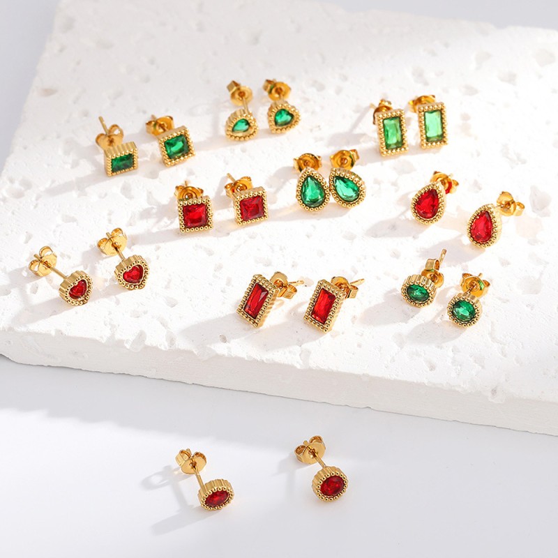 Stainless Steel Inlaid Zircon Earrings Wholesalers