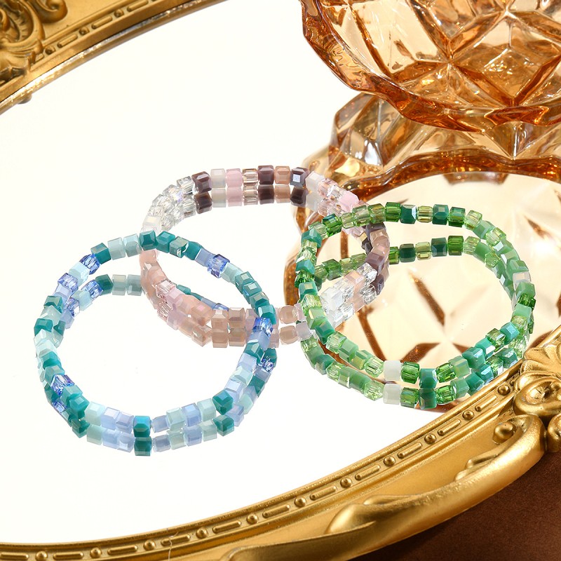 Pulsera De Cristal Cuadrada Elástica Mayorista