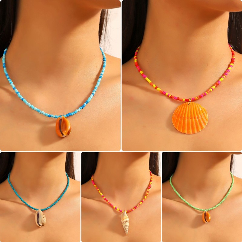 Cuentas De Arroz Concha Concha Colgante Collar Pulsera Mayorista