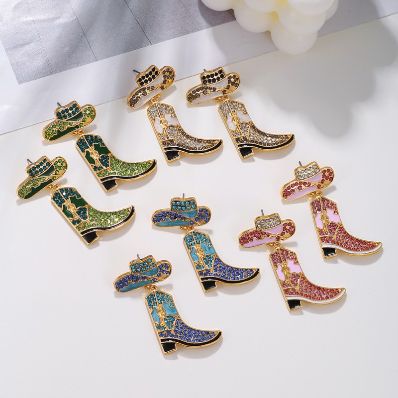 Aretes De Botas De Mezclilla De Diamantes Al Por Mayor