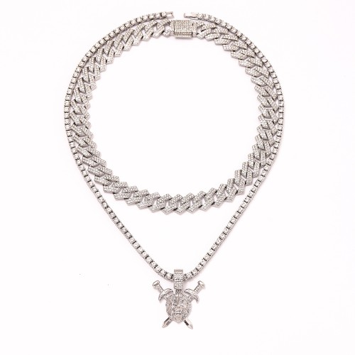 Silver Single Pendant Tennis Chain