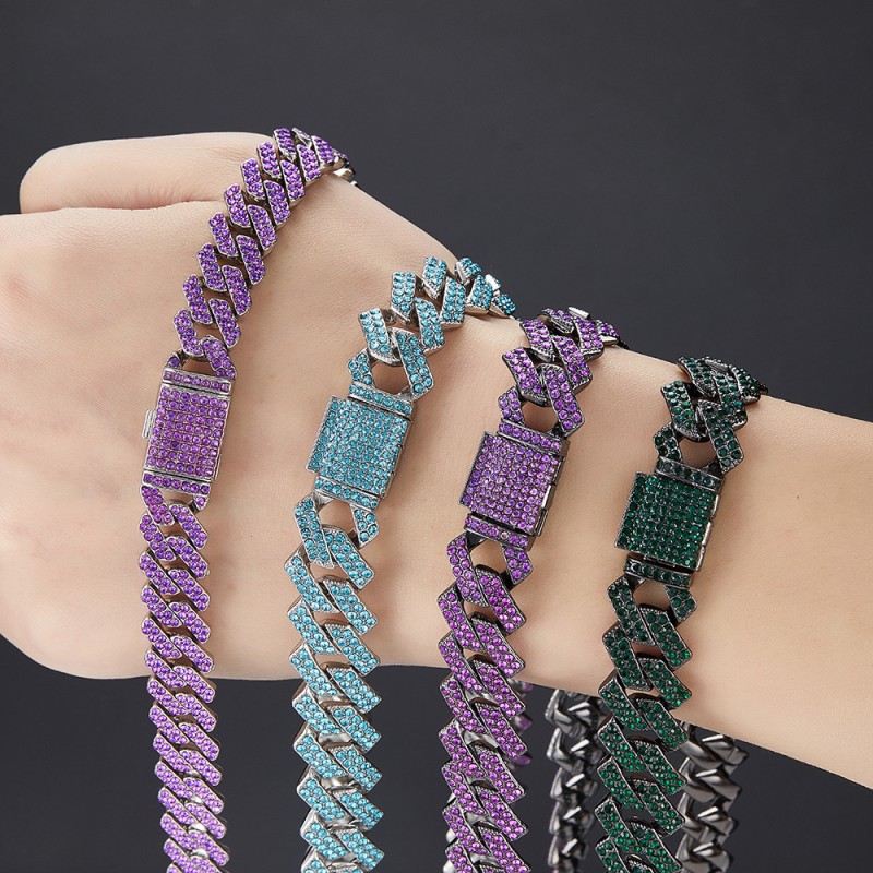 Diamond-encrusted Cuban Chain Necklace Bracelet Wholesaler
