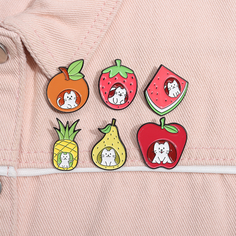 Fruit Kitty Strawberry Apple Pineapple Orange Badge Wholesaler