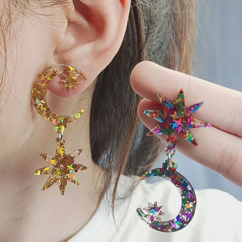 Asymmetric Star Moon Earrings Wholesalers