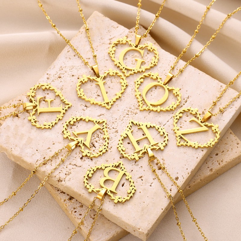 Heart-shaped Hollow Letter Pendant Necklace Wholesalers