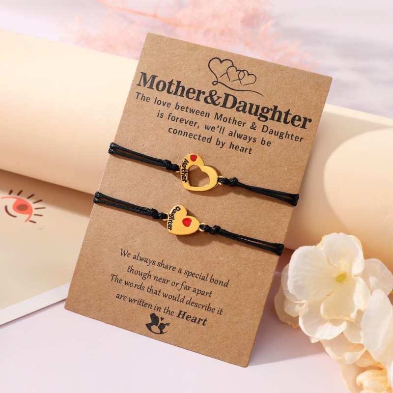 Mother And Daughter Letters Heart Color Matching Woven Hand Rope Suit Wholesalers