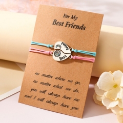 Diamond-encrusted Sun And Moon Lettering Heart-shaped Color Matching Woven Bracelet Suit Wholesaler