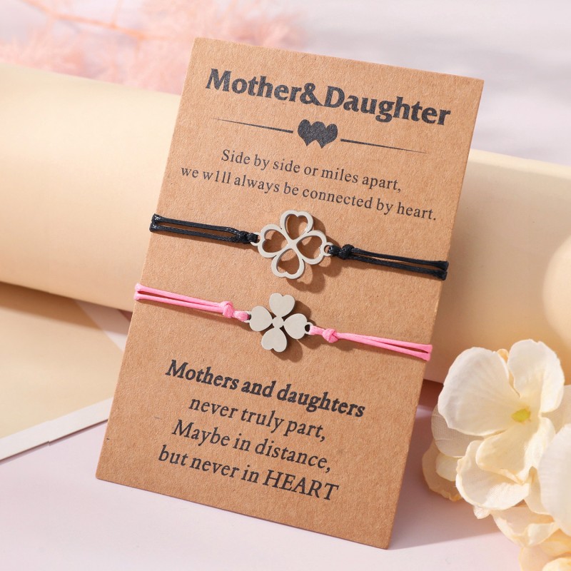 Día De La Madre Trébol De Cuatro Hojas Conjunto De Pulsera Mayorista