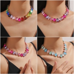 Colorblock Water Drop Crystal Necklace Wholesalers