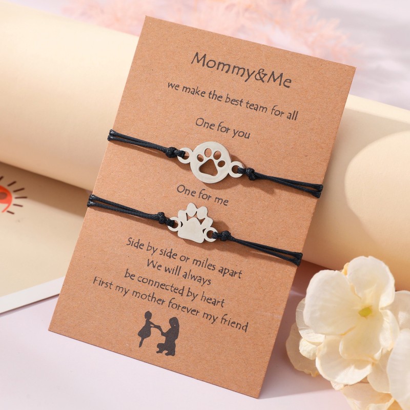 Mother's Day Puppy Paw Card Necklace Wholesaler