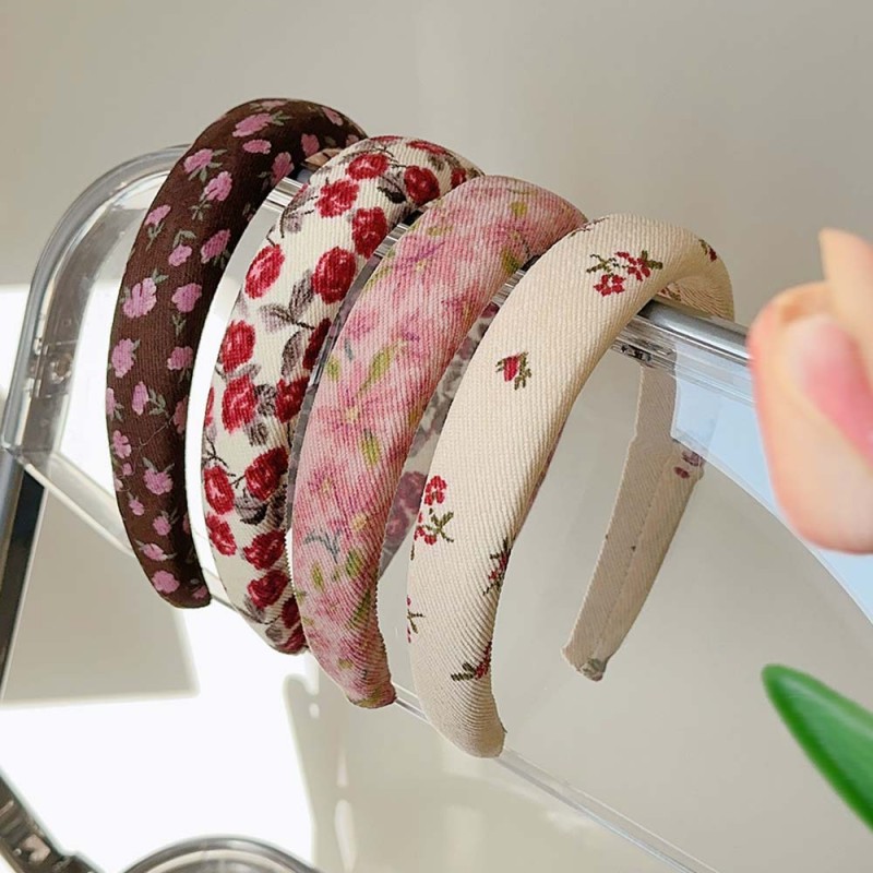 Floral Twill Wide Brim Sponge Hairband Wholesalers