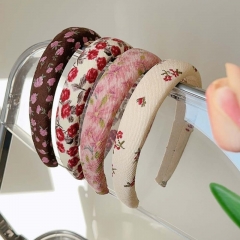 Floral Twill Wide Brim Sponge Hairband Wholesalers