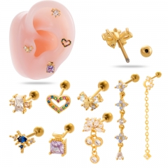 Diamond Long Chain Screw Ball Screw Earring Wholesaler