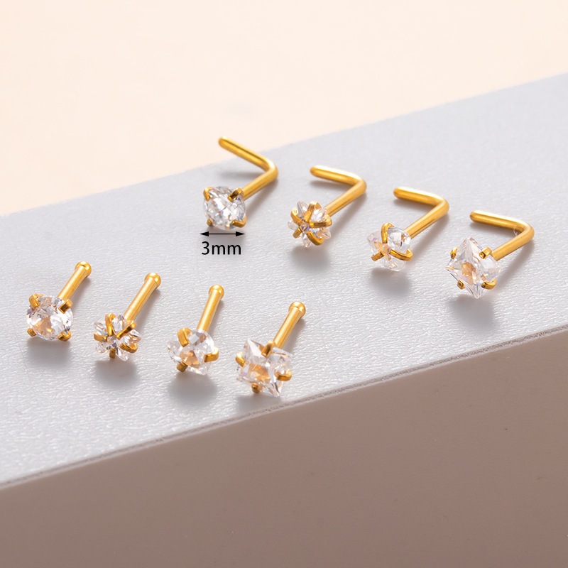 Nariz De Acero Inoxidable En Forma De Corazón Estrella De Cinco Puntas 3MM
