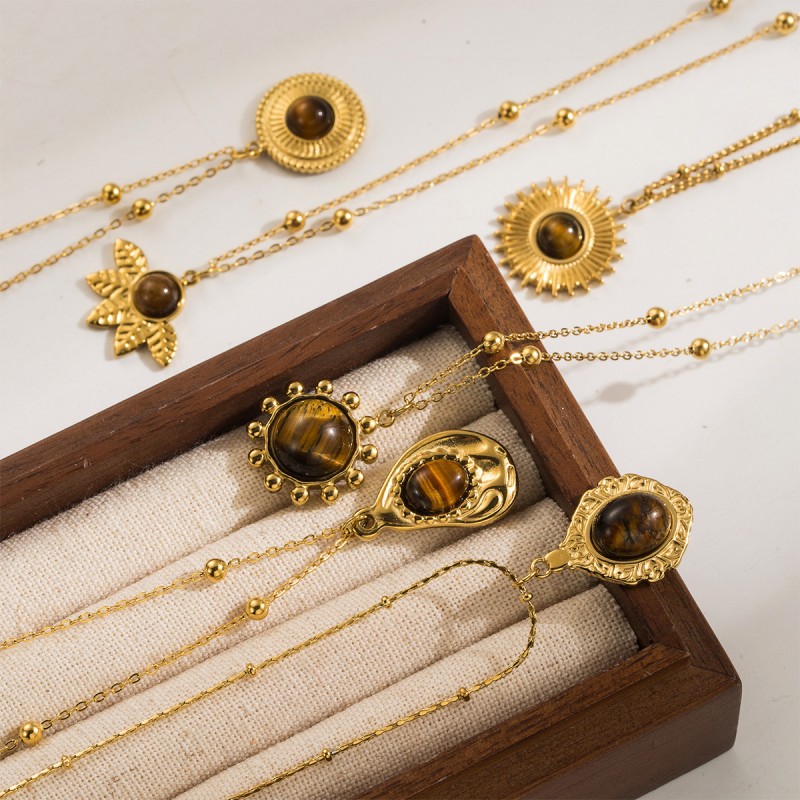 Stainless Steel Tiger Eye Pendant Necklace Wholesalers