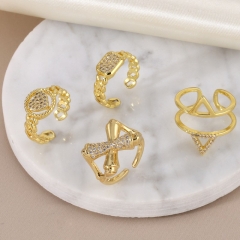 Anillo De Apertura Cruzada Triangular Con Incrustaciones De Circón Mayorista