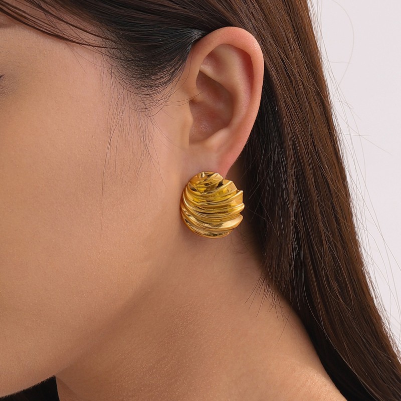 Pendientes De Textura Espiral De Acero Inoxidable Al Por Mayor