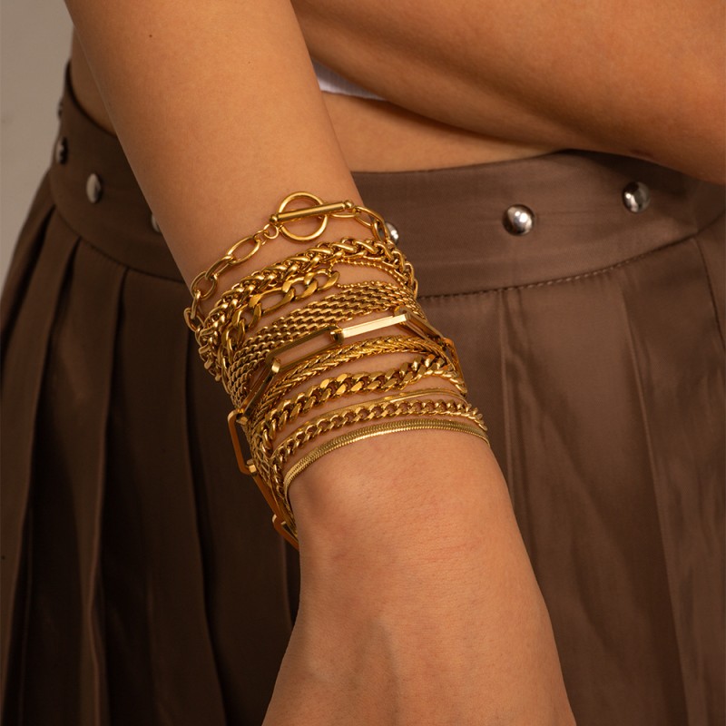 Botón OT De Acero Inoxidable Pulsera De Cadena De Hueso De Serpiente Mayorista