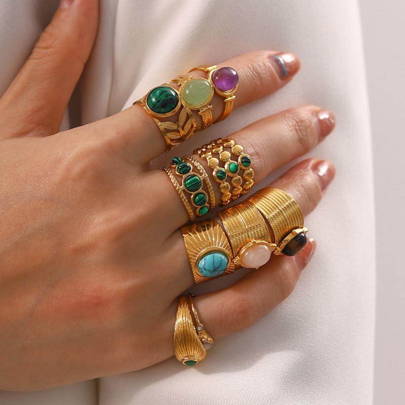 Mayorista De Anillos De Piedra Natural De Versión Ancha