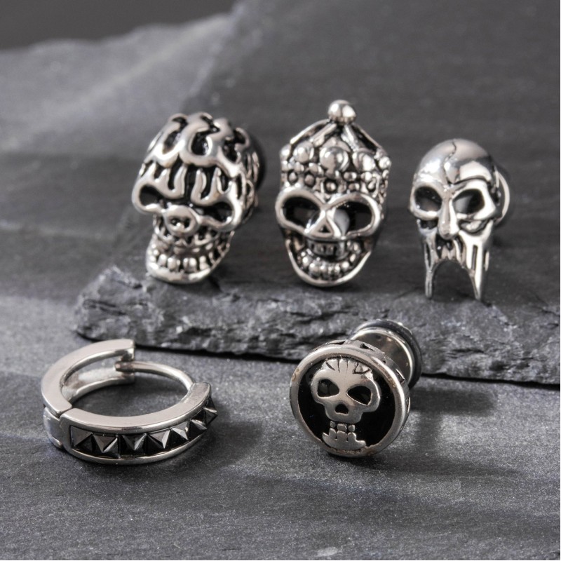 Pendientes De Calavera De Acero Inoxidable Para Hombre Al Por Mayor