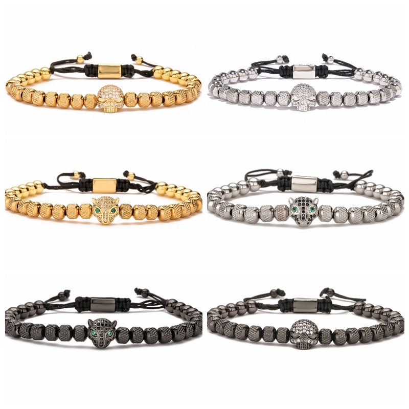 Diamante Cabeza De Leopardo Cruz Ajustable Collar Para Hombre Mayorista